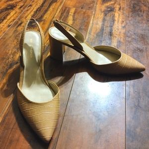 Marc Fisher Tan, Block Heel, Slingback Heels 8.5